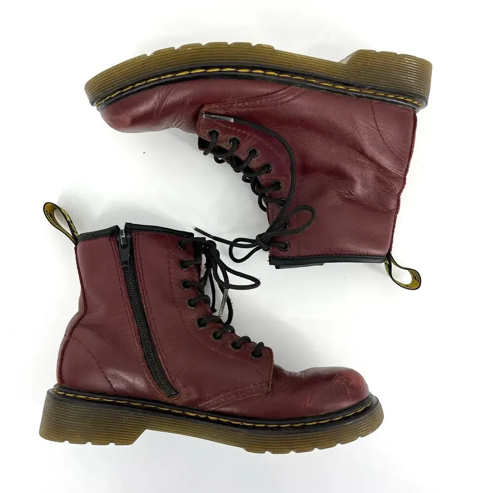 Dr‎ Martens red maroon burgundy 1460 junior lace up boots (US3)